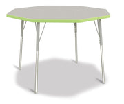Berries® Octagon Activity Table - 48" X 48", A-height - Freckled Gray/Key Lime/Gray