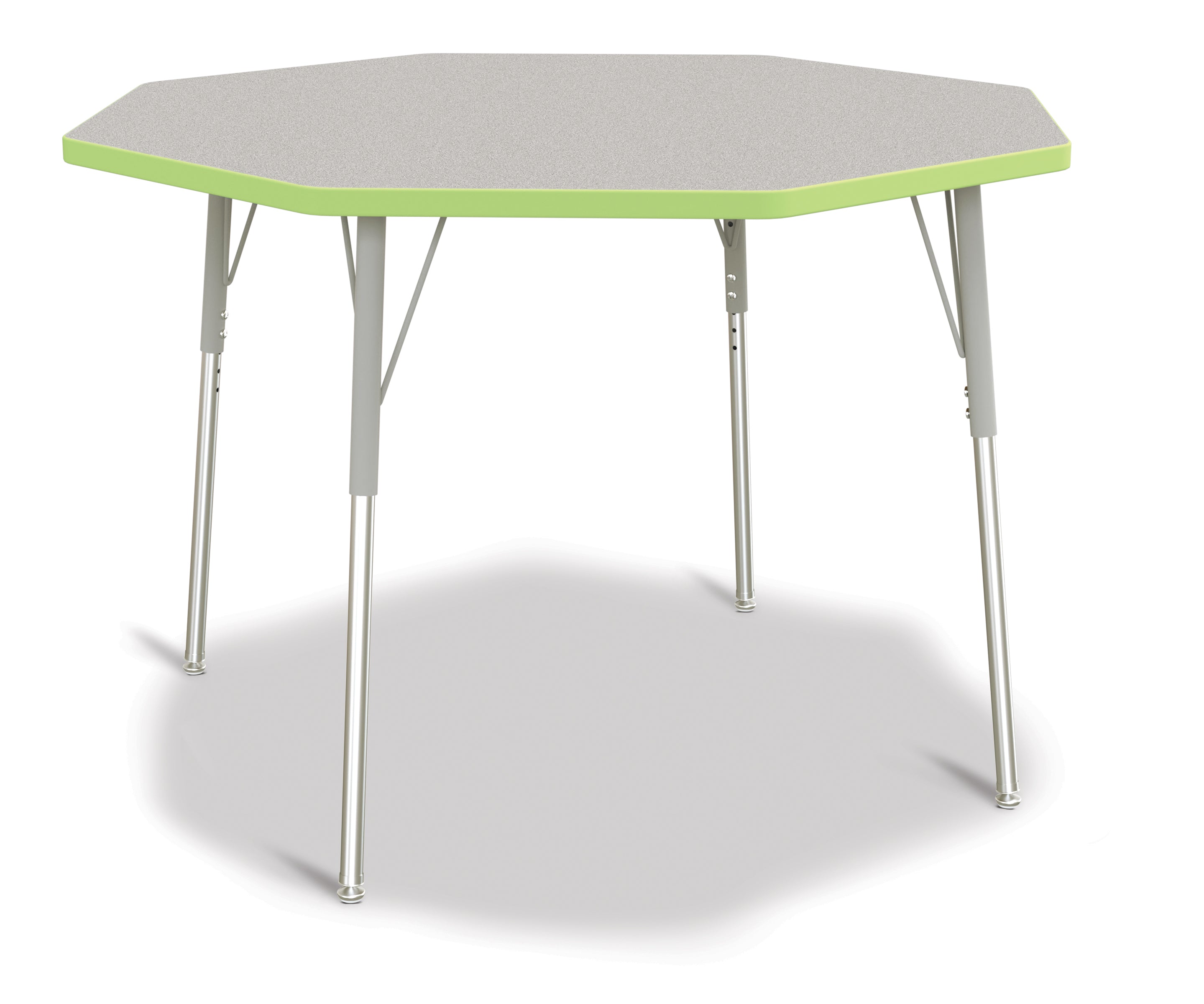 Berries® Octagon Activity Table - 48" X 48", A-height - Freckled Gray/Key Lime/Gray