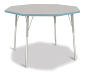 Berries® Octagon Activity Table - 48" X 48", A-height - Freckled Gray/Coastal Blue/Gray