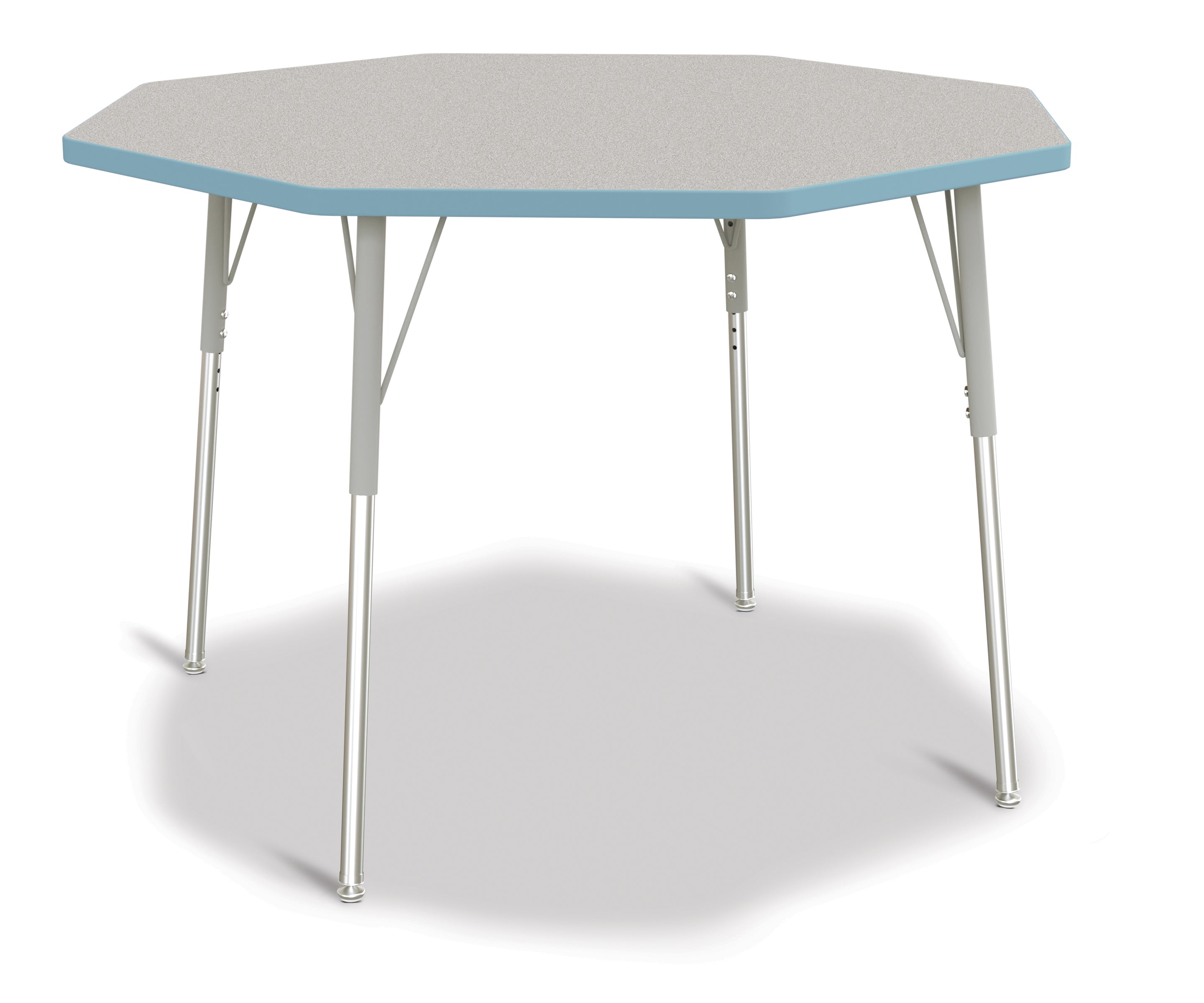 Berries® Octagon Activity Table - 48" X 48", A-height - Freckled Gray/Coastal Blue/Gray