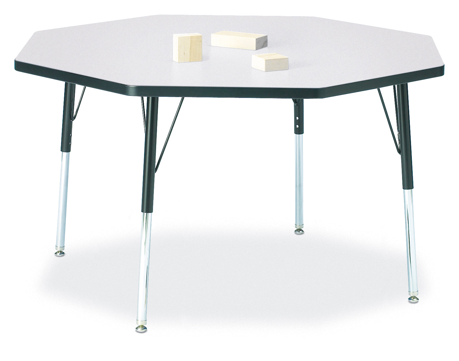Berries® Octagon Activity Table - 48" X 48", A-height - Freckled Gray/Black/Black