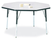 Berries® Octagon Activity Table - 48" X 48", A-height - Freckled Gray/Black/Black