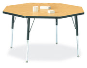 Berries® Octagon Activity Table - 48" X 48", A-height - Oak/Black/Black