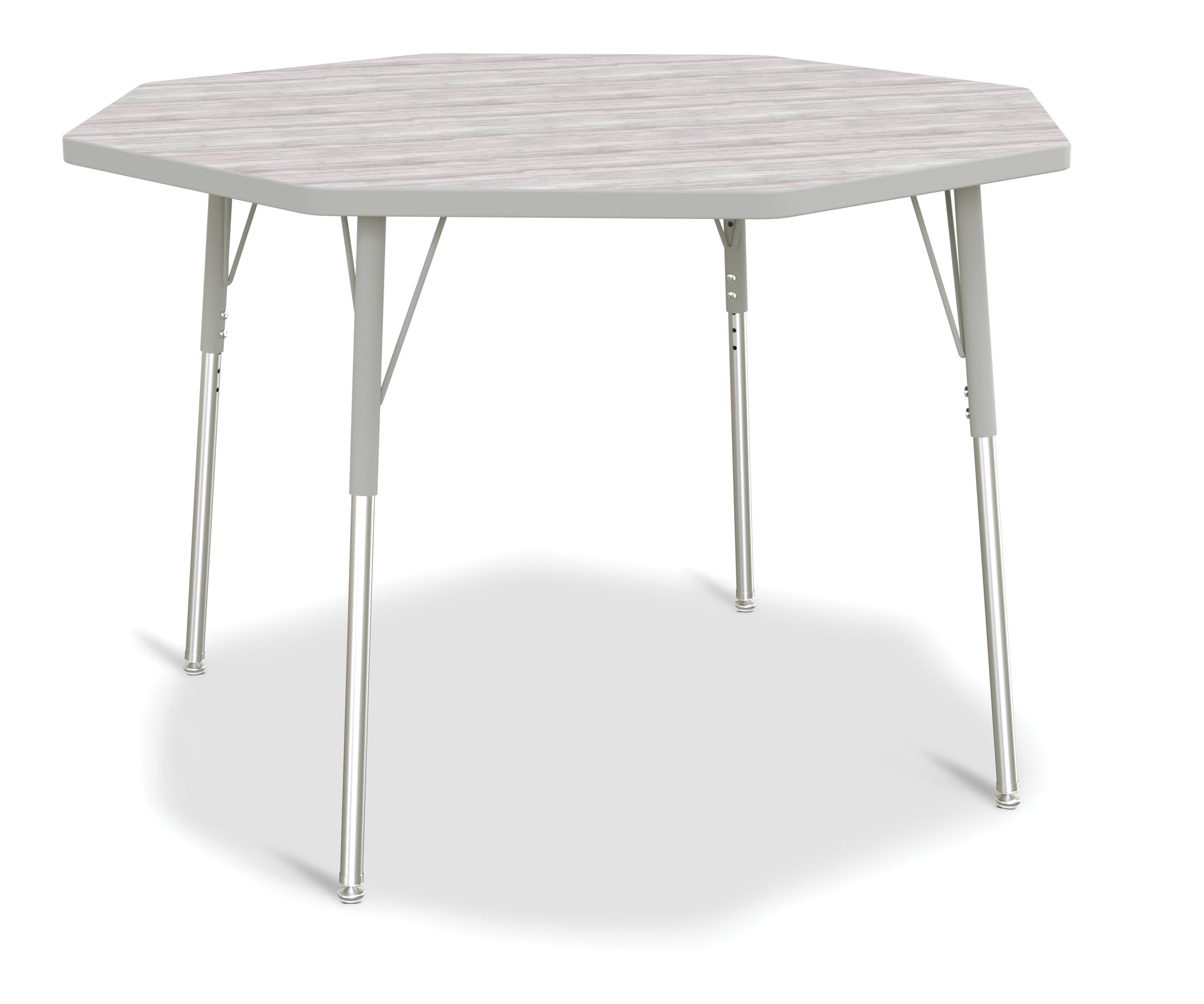 Berries® Octagon Activity Table - 48" X 48", A-height - Driftwood Gray/Gray/Gray