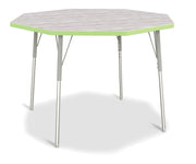 Berries® Octagon Activity Table - 48" X 48", A-height - Driftwood Gray/Key Lime/Gray