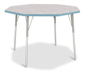 Berries® Octagon Activity Table - 48" X 48", A-height - Driftwood Gray/Coastal Blue/Gray