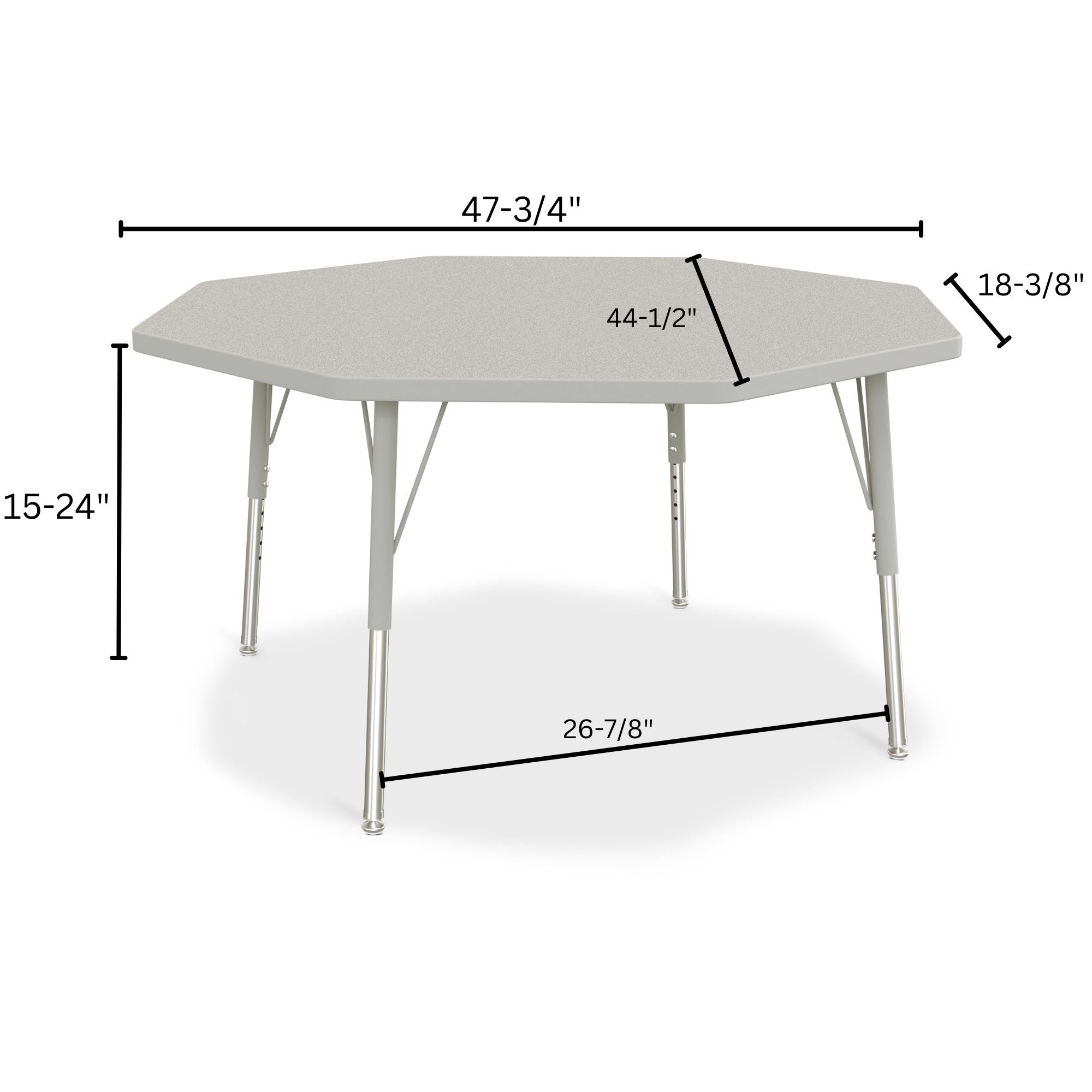 Berries® Octagon Activity Table - 48" X 48", E-height - Freckled Gray/Gray/Gray
