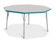 Berries® Octagon Activity Table - 48" X 48", E-height - Freckled Gray/Teal/Gray