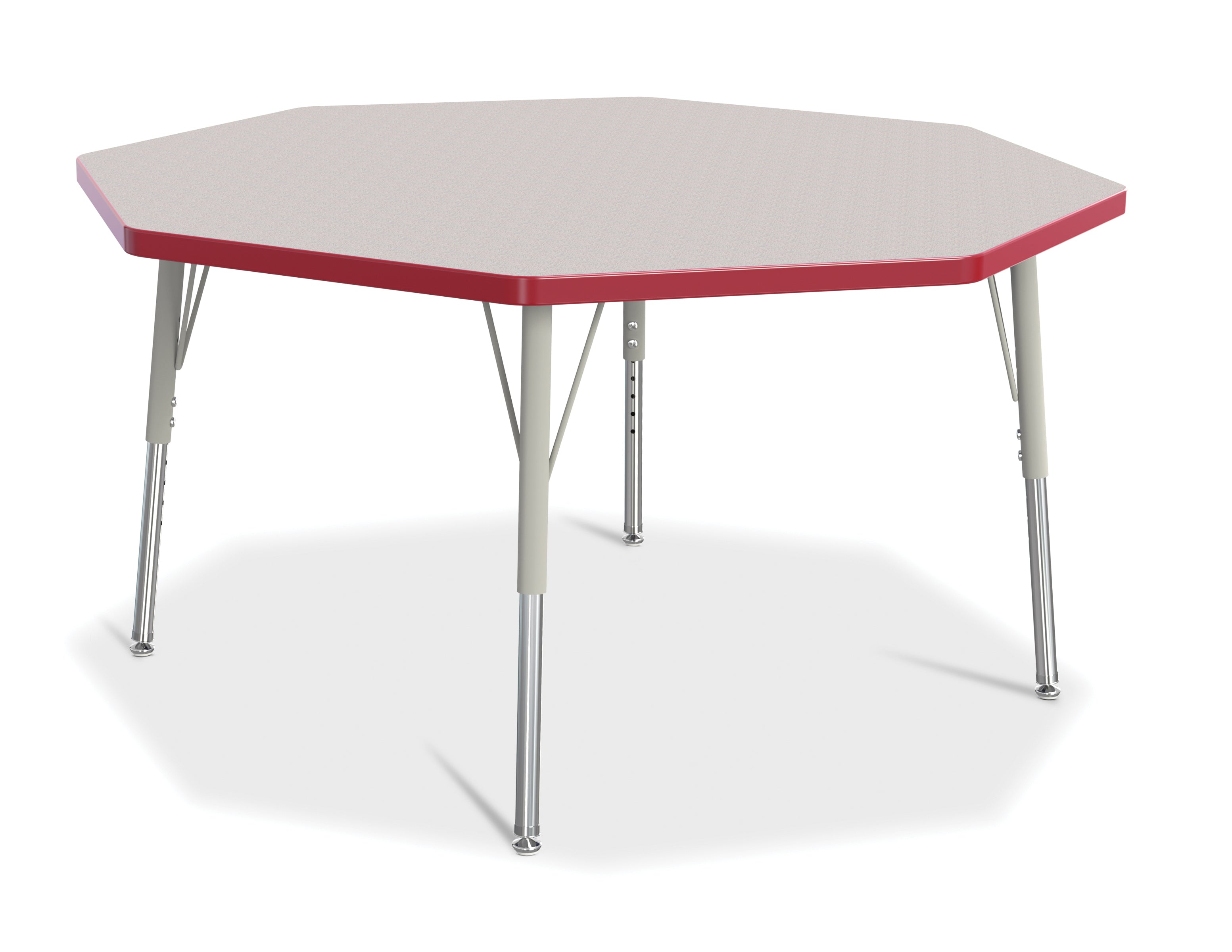 Berries® Octagon Activity Table - 48" X 48", E-height - Freckled Gray/Red/Gray