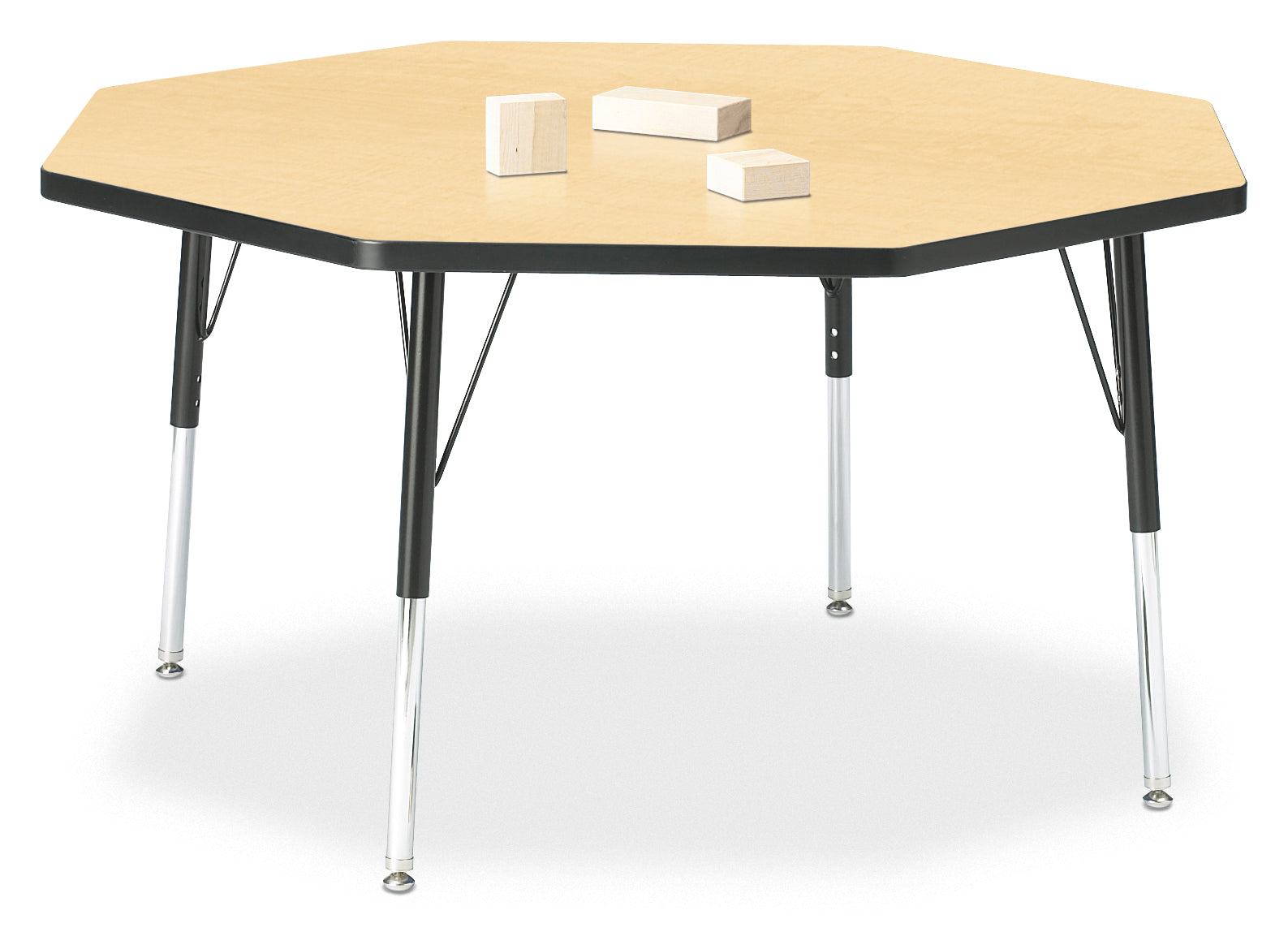 Berries® Octagon Activity Table - 48" X 48", E-height - Maple/Black/Black