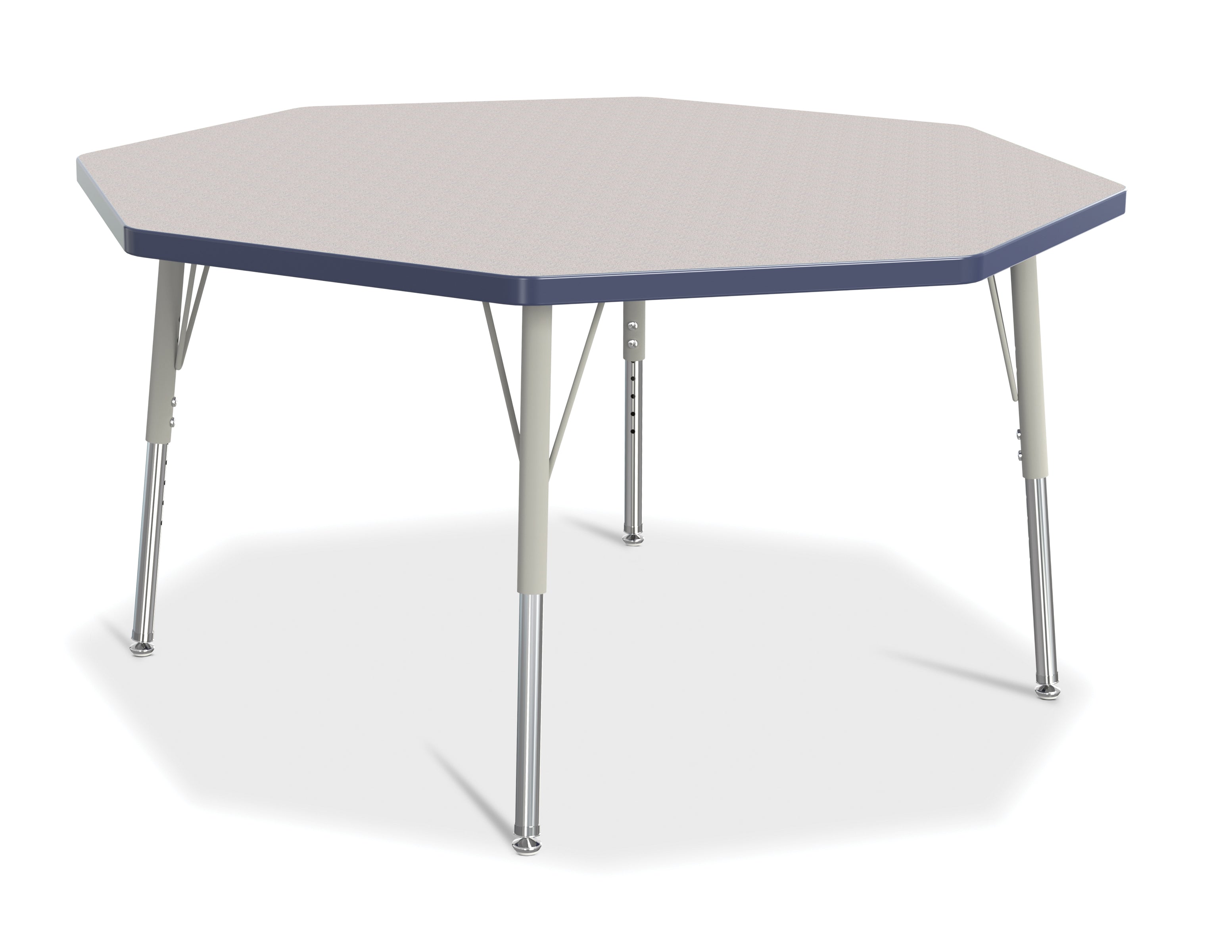 Berries® Octagon Activity Table - 48" X 48", E-height - Freckled Gray/Navy/Gray