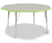 Berries® Octagon Activity Table - 48" X 48", E-height - Freckled Gray/Key Lime/Gray