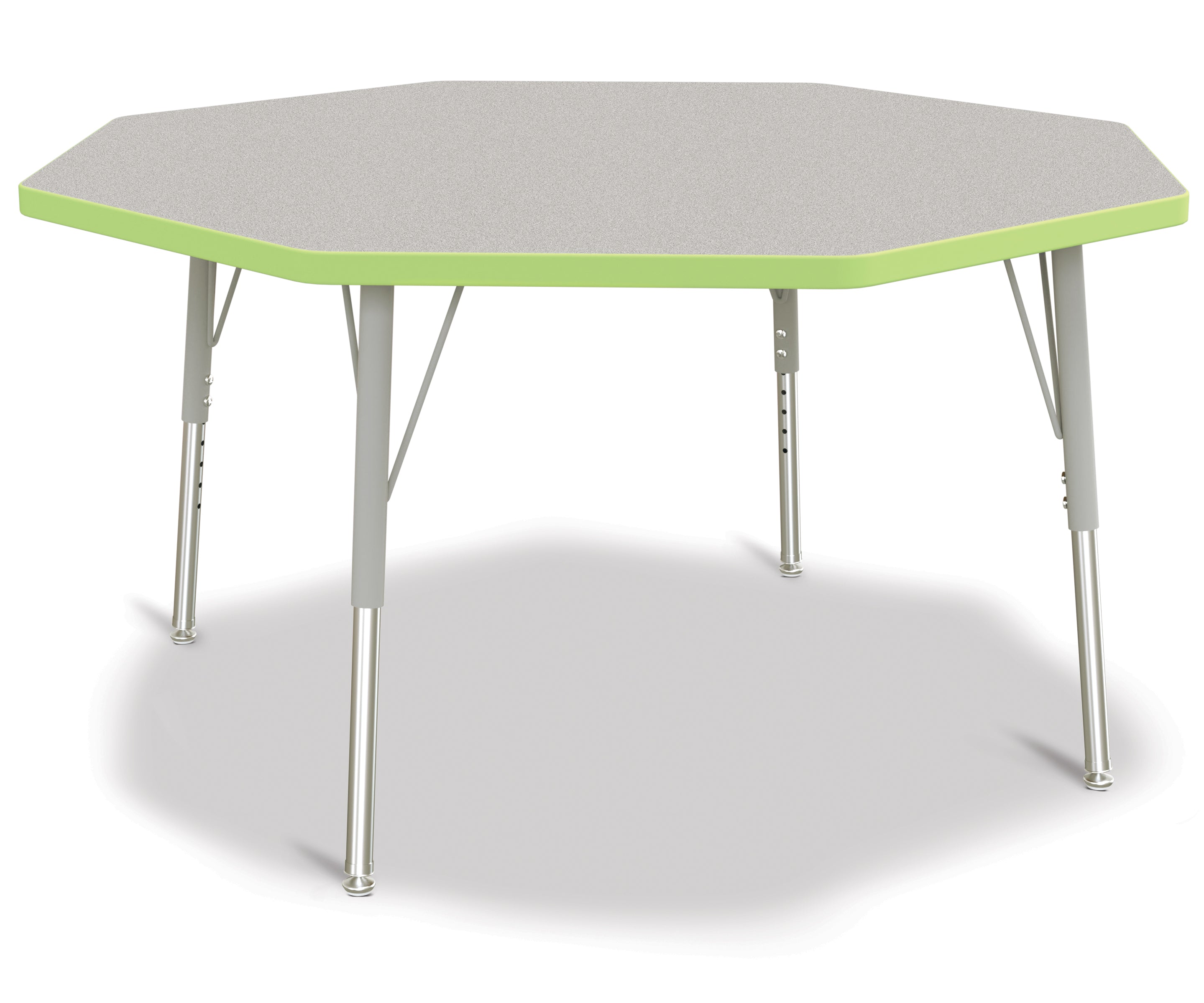 Berries® Octagon Activity Table - 48" X 48", E-height - Freckled Gray/Key Lime/Gray