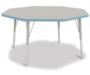Berries® Octagon Activity Table - 48" X 48", E-height - Freckled Gray/Coastal Blue/Gray