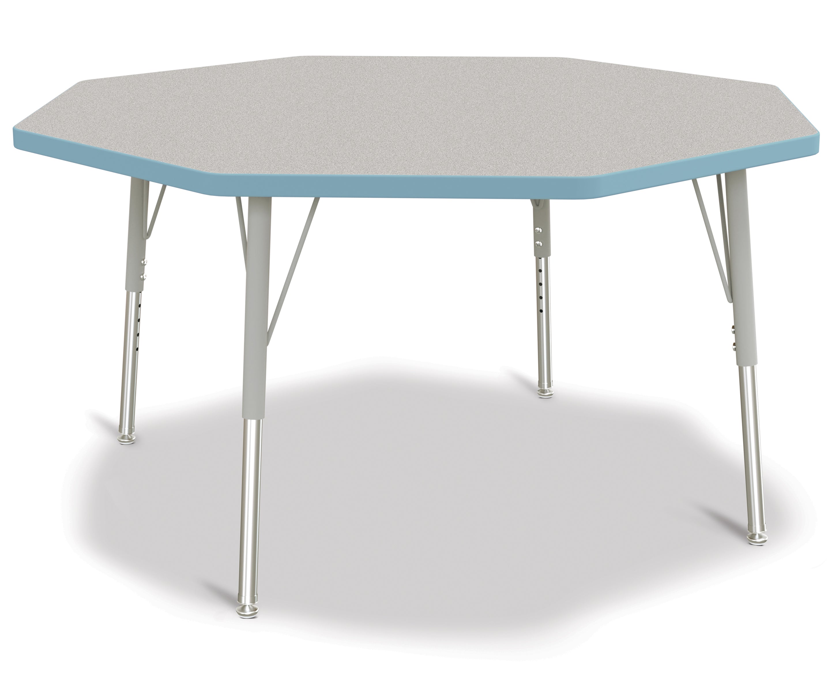 Berries® Octagon Activity Table - 48" X 48", E-height - Freckled Gray/Coastal Blue/Gray