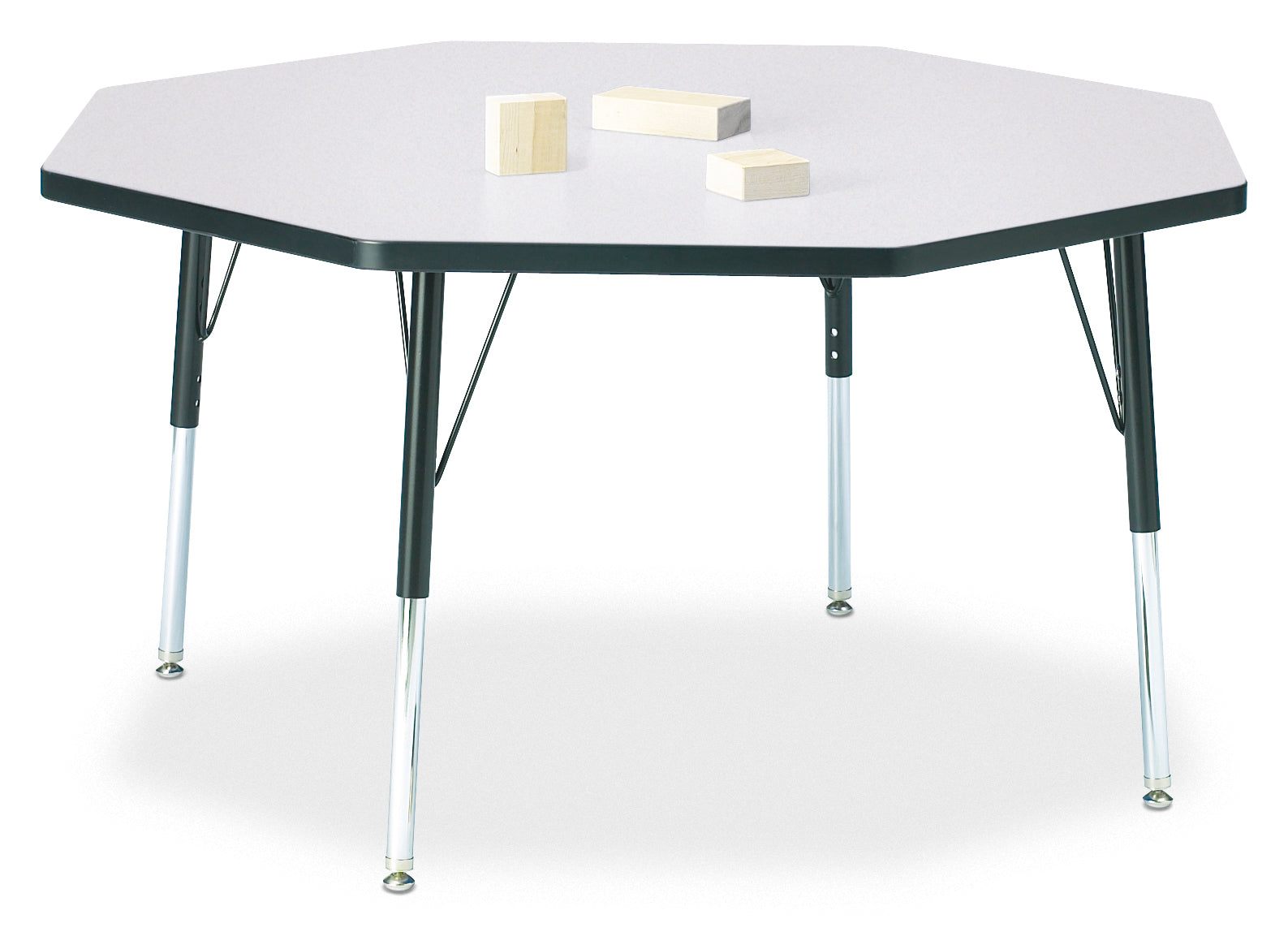 Berries® Octagon Activity Table - 48" X 48", Mobile - Freckled Gray/Purple/Gray