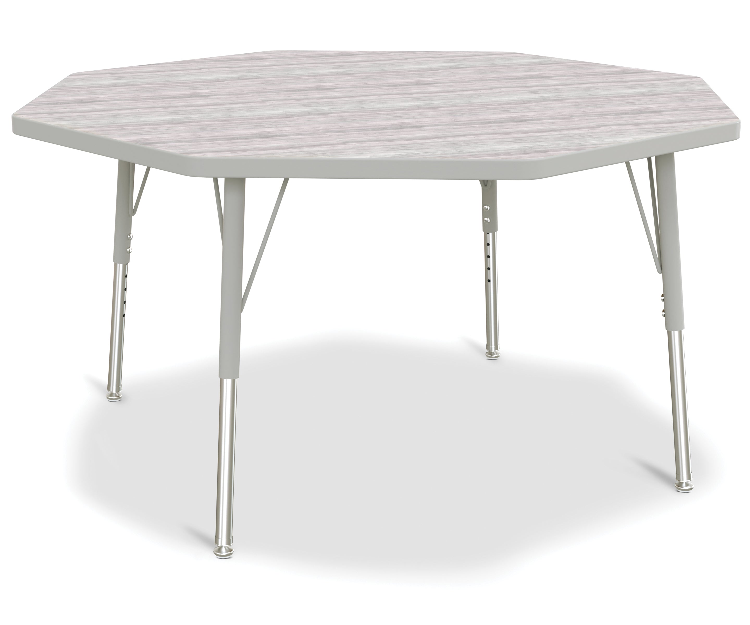 Berries® Octagon Activity Table - 48" X 48", E-height - Driftwood Gray/Gray/Gray