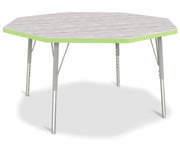 Berries® Octagon Activity Table - 48" X 48", E-height - Driftwood Gray/Key Lime/Gray