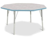 Berries® Octagon Activity Table - 48" X 48", E-height - Driftwood Gray/Coastal Blue/Gray
