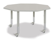 Berries® Octagon Activity Table - 48" X 48", Mobile - Freckled Gray/Gray/Gray