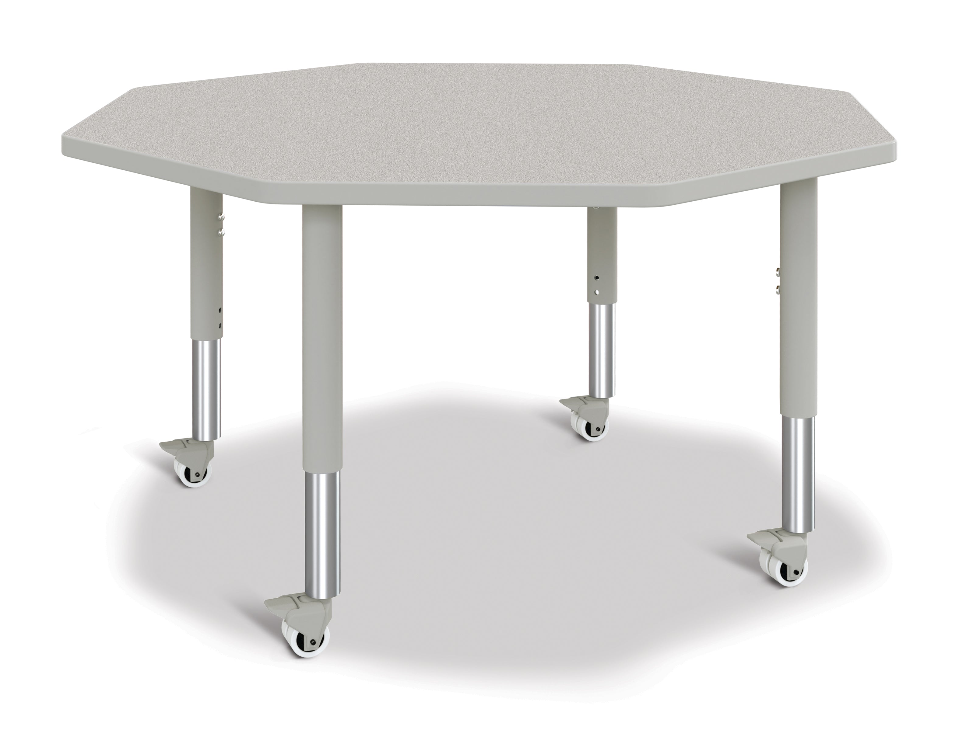 Berries® Octagon Activity Table - 48" X 48", Mobile - Freckled Gray/Gray/Gray