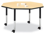 Berries® Octagon Activity Table - 48" X 48", Mobile - Maple/Black/Black
