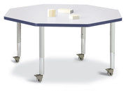 Berries® Octagon Activity Table - 48" X 48", Mobile - Freckled Gray/Navy/Gray