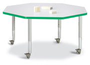 Berries® Octagon Activity Table - 48" X 48", Mobile - Freckled Gray/Green/Gray