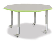Berries® Octagon Activity Table - 48" X 48", Mobile - Freckled Gray/Key Lime/Gray