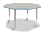 Berries® Octagon Activity Table - 48" X 48", Mobile - Freckled Gray/Coastal Blue/Gray