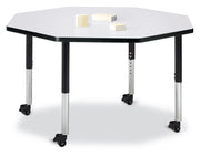 Berries® Octagon Activity Table - 48" X 48", Mobile - Freckled Gray/Black/Black