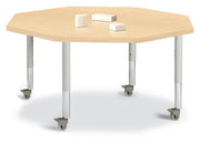 Berries® Octagon Activity Table - 48" X 48", Mobile - Maple/Maple/Gray