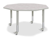 Berries® Octagon Activity Table - 48" X 48", Mobile - Driftwood Gray/Gray/Gray