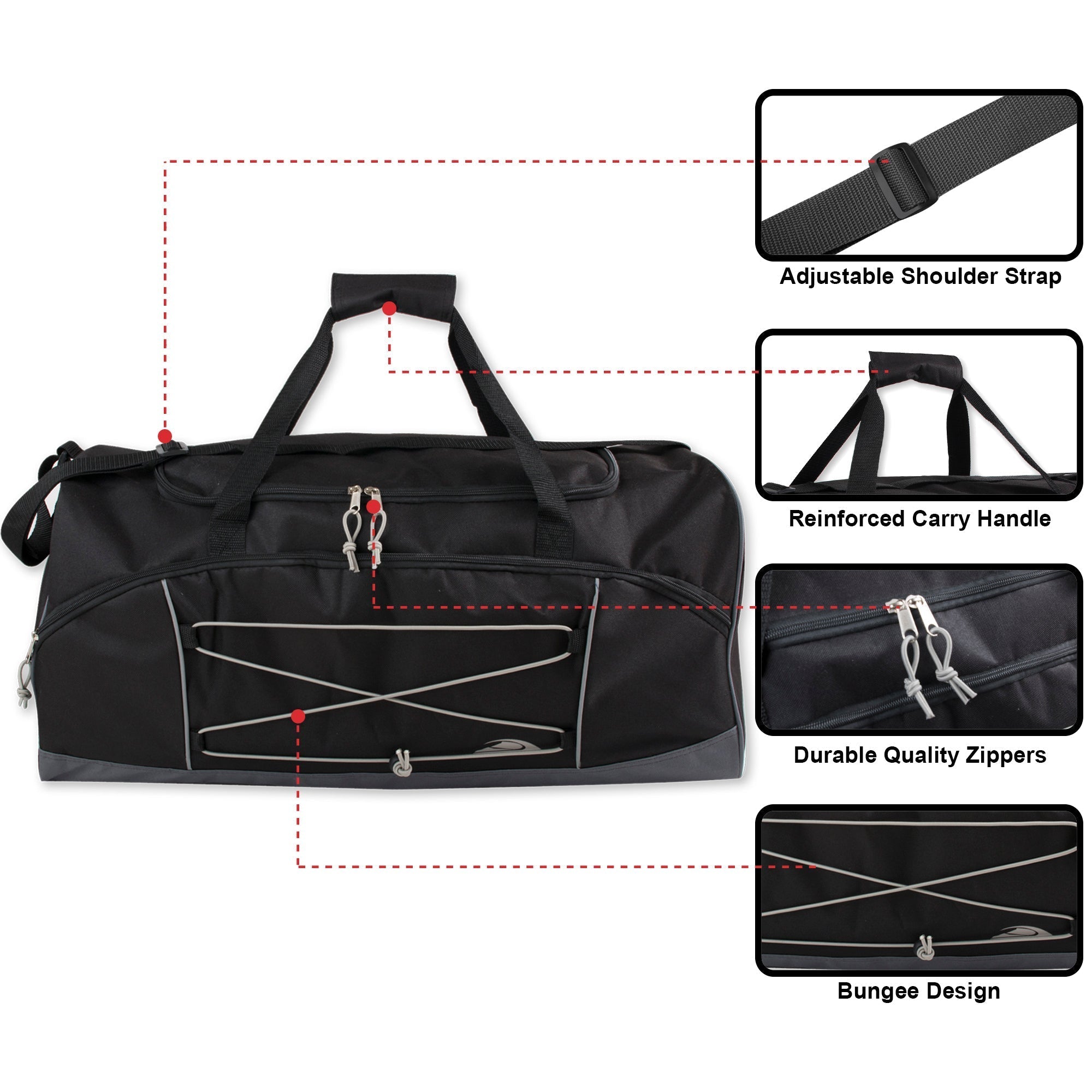 Trailmaker 26 Inch Bungee Duffel Bag - Black - 24 in the Pack