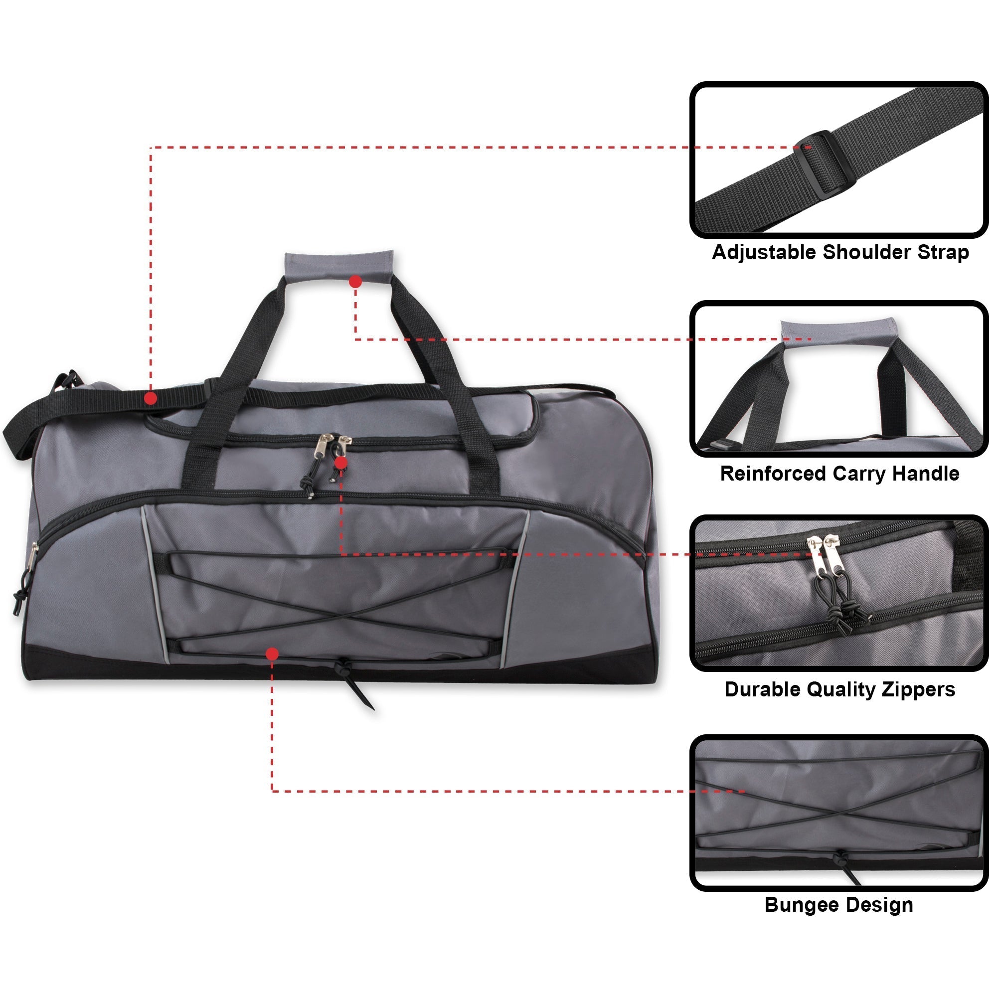 Trailmaker 26 Inch Bungee Duffel Bag - Grey - 24 in the Pack