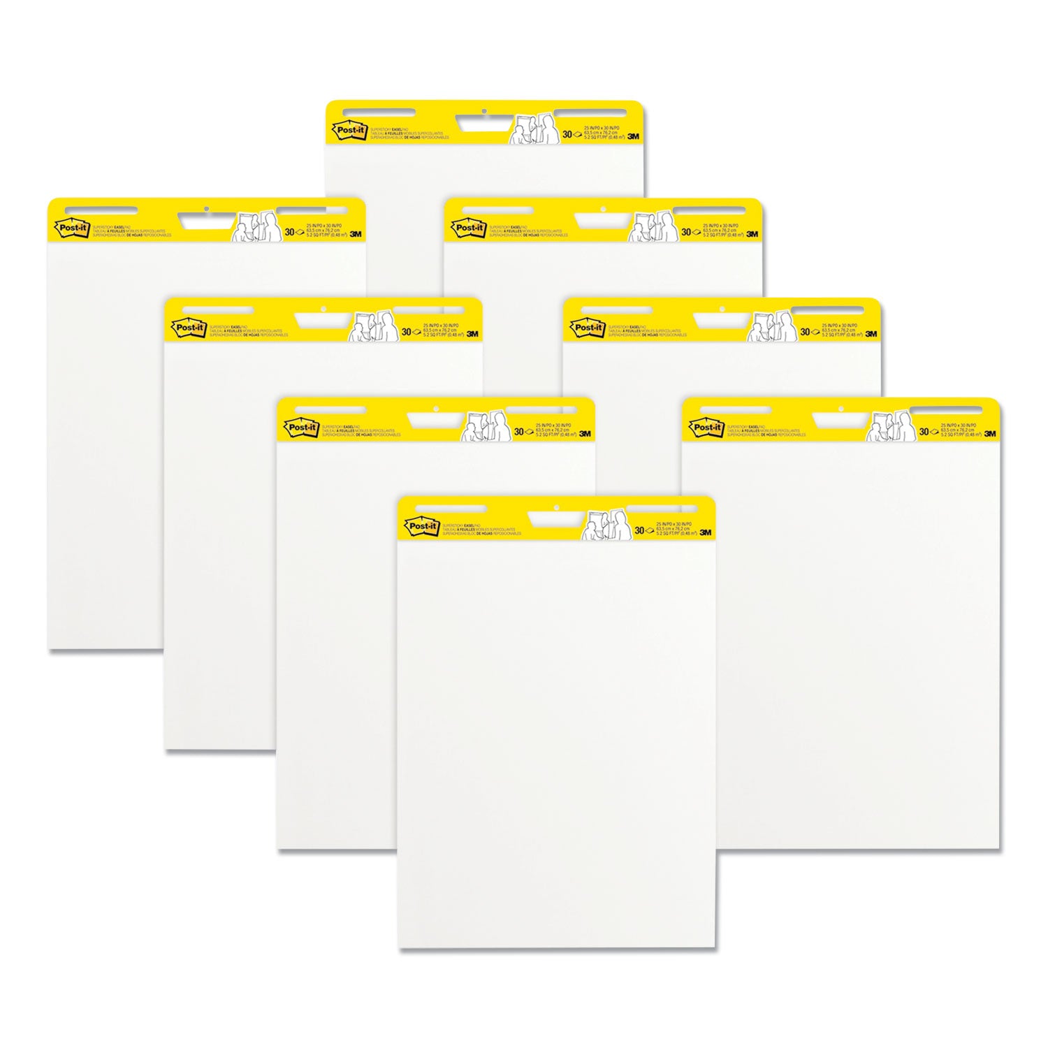 Post-it Super Sticky Easel Pad, 25" x 30", White, 8 Pack