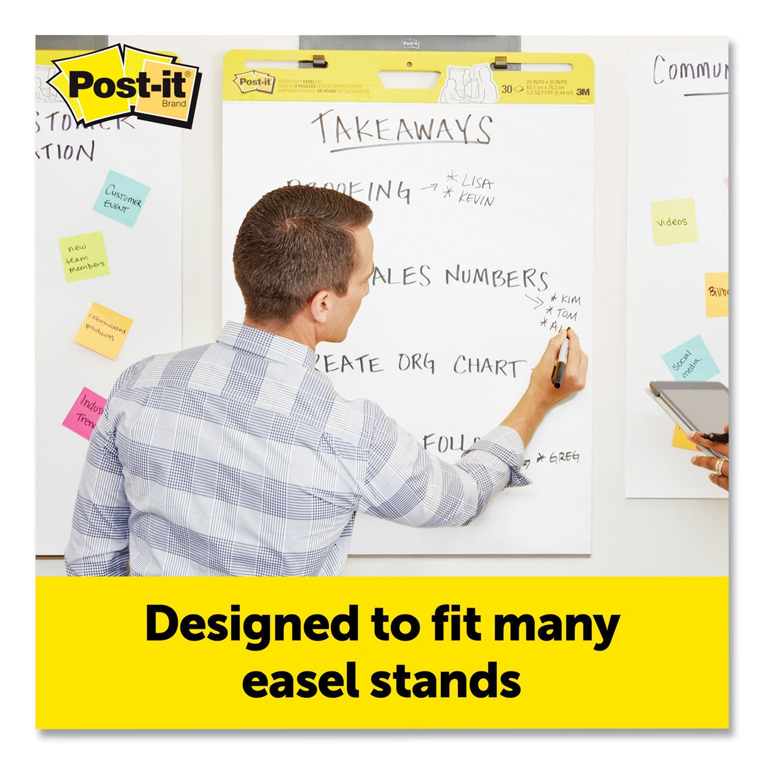 Post-it Super Sticky Easel Pad, 25" x 30", White, 8 Pack