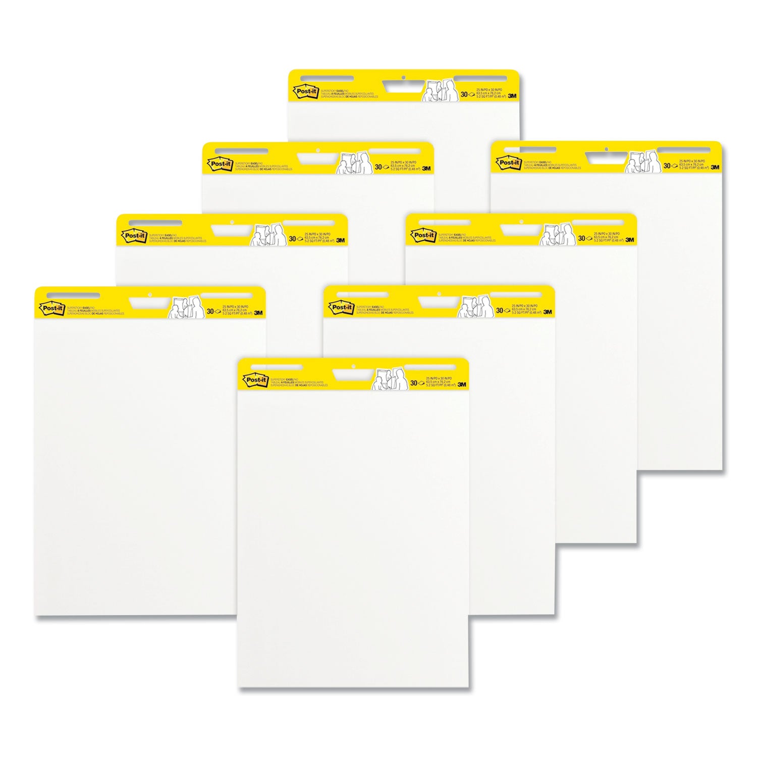 Post-it Super Sticky Easel Pad, 25" x 30", White, 8 Pack