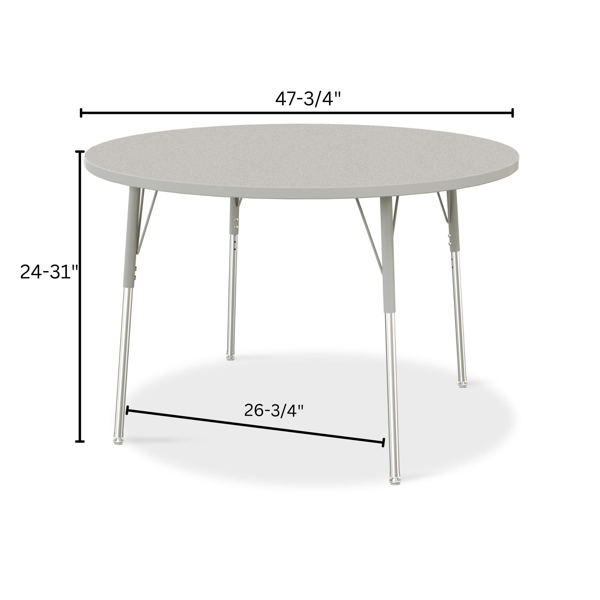 Berries® Round Activity Table - 48" Diameter, A-height - Freckled Gray/Gray/Gray