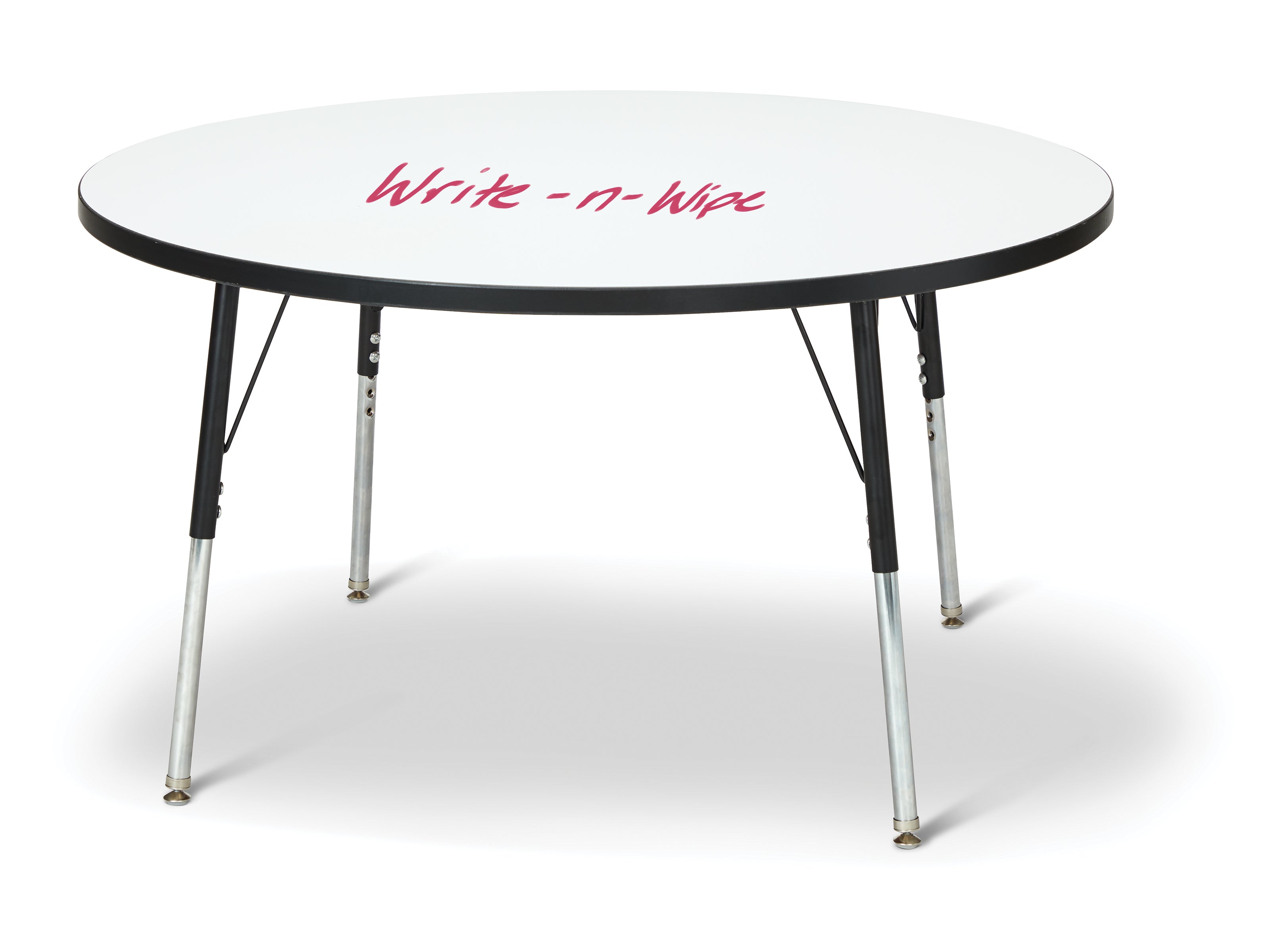 Berries® Round Dry Erase Table - 48" Diameter, A-height - Write-n-Wipe/Black/Black