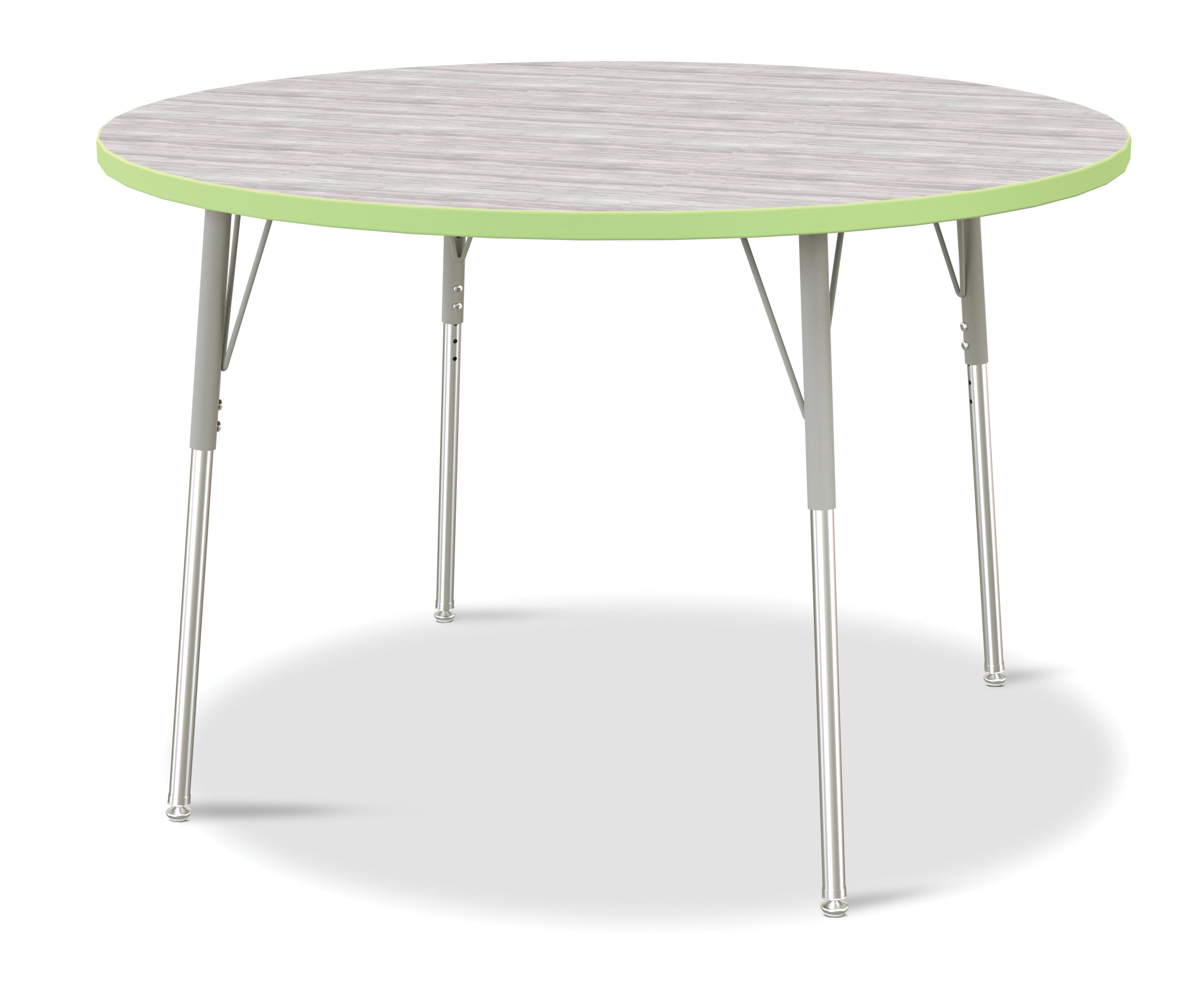 Berries® Round Activity Table - 48" Diameter, A-height - Driftwood Gray/Key Lime/Gray