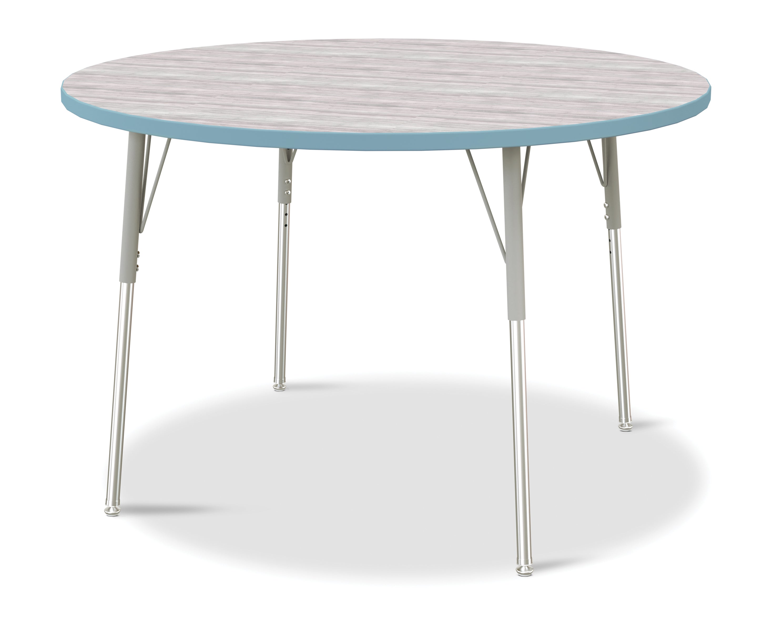 Berries® Round Activity Table - 48" Diameter, A-height - Driftwood Gray/Coastal Blue/Gray