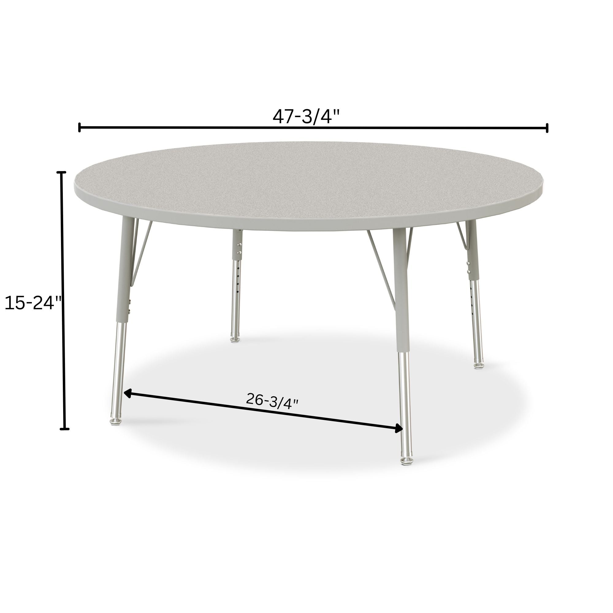 Berries® Round Activity Table - 48" Diameter, E-height - Freckled Gray/Gray/Gray