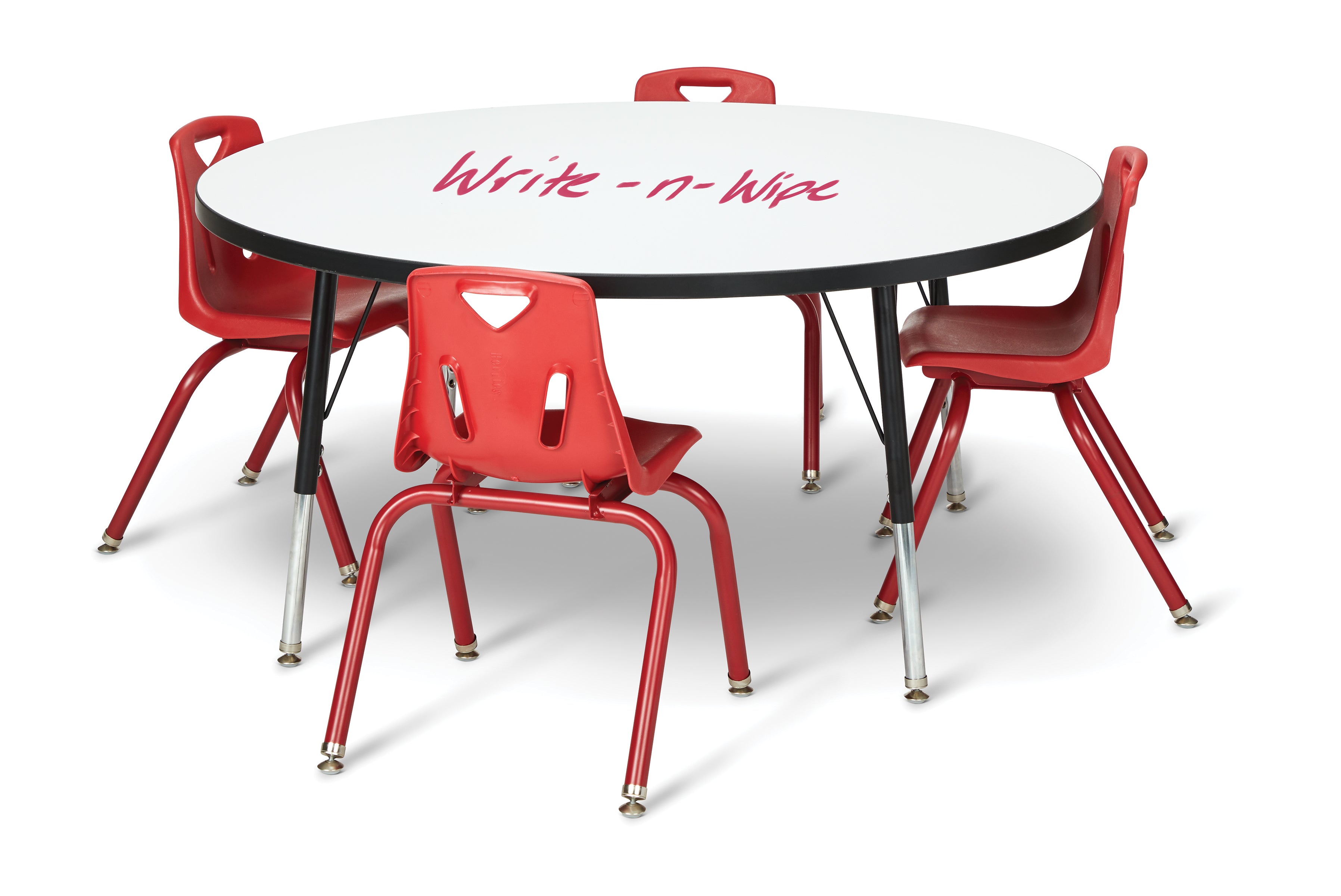 Berries® Round Dry Erase Table - 48" Diameter, A-height - Write-n-Wipe/Black/Black