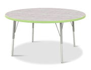 Berries® Round Activity Table - 48" Diameter, E-height - Driftwood Gray/Key Lime/Gray