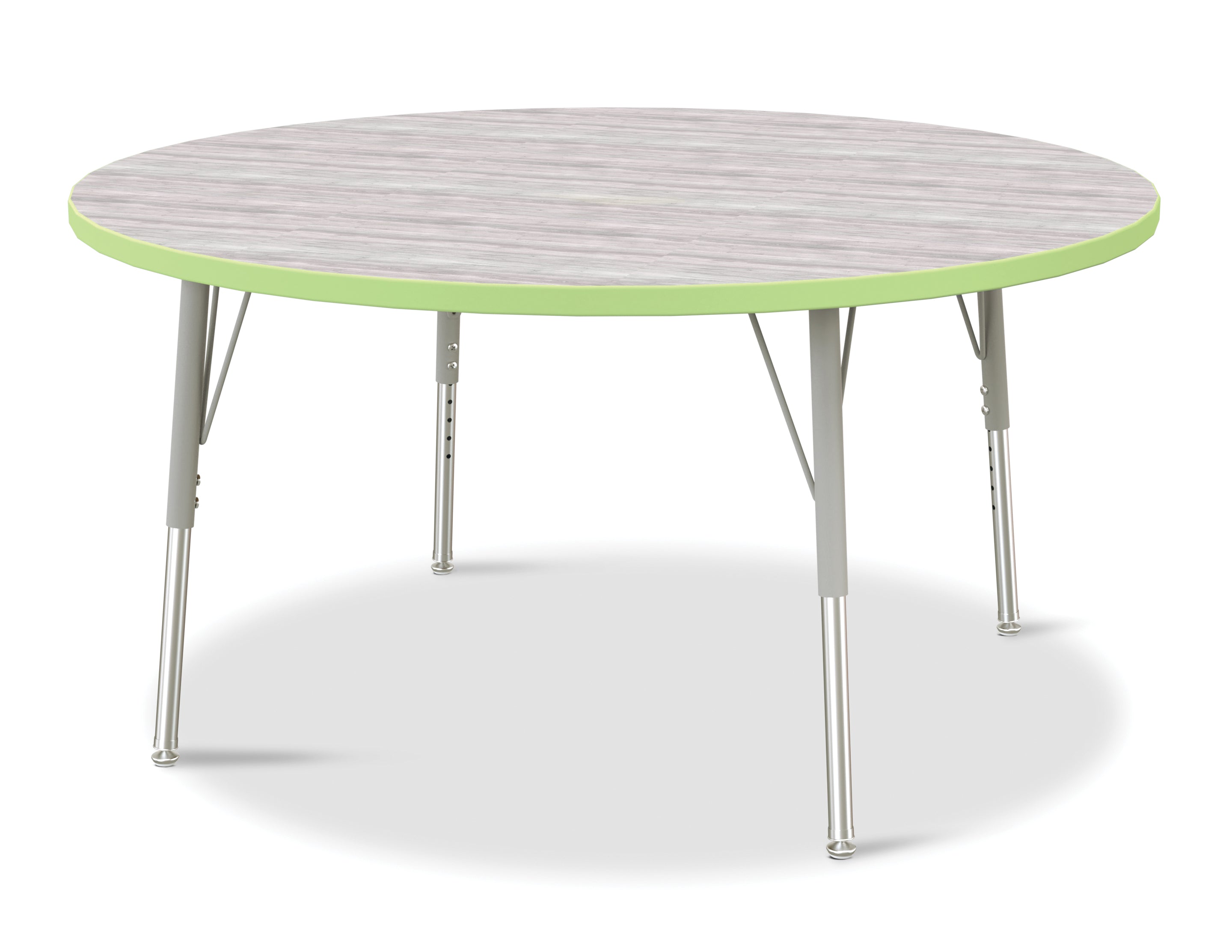 Berries® Round Activity Table - 48" Diameter, E-height - Driftwood Gray/Key Lime/Gray