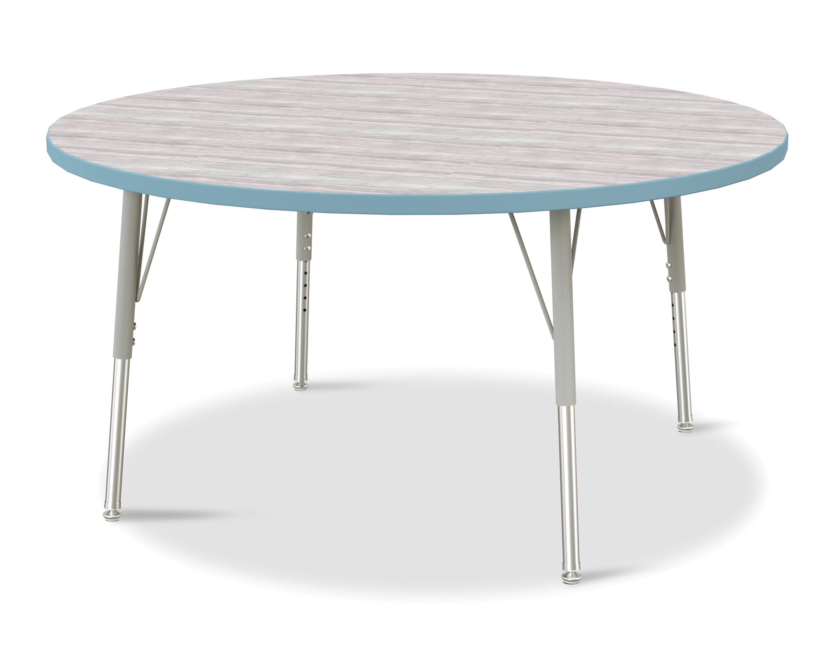 Berries® Round Activity Table - 48" Diameter, E-height - Driftwood Gray/Coastal Blue/Gray