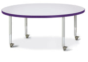 Berries® Round Activity Table - 48" Diameter, Mobile - Freckled Gray/Purple/Gray