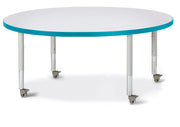 Berries® Round Activity Table - 48" Diameter, Mobile - Freckled Gray/Teal/Gray