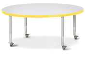 Berries® Round Activity Table - 48" Diameter, Mobile - Freckled Gray/Yellow/Gray